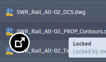 Civil 3D UI showing user locking a DWG file in the cloud