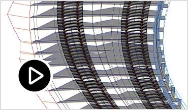 Video: Silent screencast that shows the tools for building a track corridor in the Civil 3D user interface 