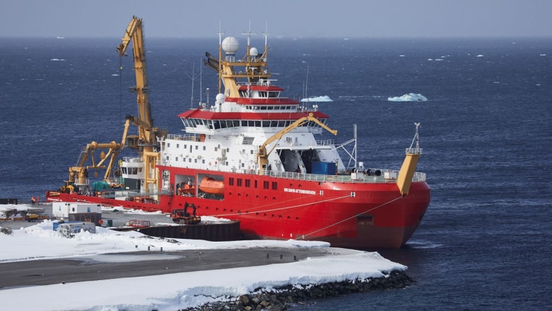 A boat on the antarctic sea