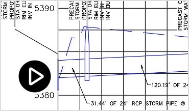 Video: Silent screencast showing use of the storm and sanitary analysis tool in Civil 3D