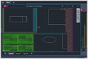 Floating windows showing the first floor and ground floor of an eco-cabin drawing in AutoCAD LT 